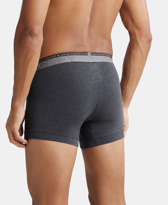 Super Combed Cotton Elastane Solid Trunk with Ultrasoft Waistband - Black Melange-4