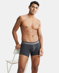 Super Combed Cotton Elastane Solid Trunk with Ultrasoft Waistband - Black Melange-6