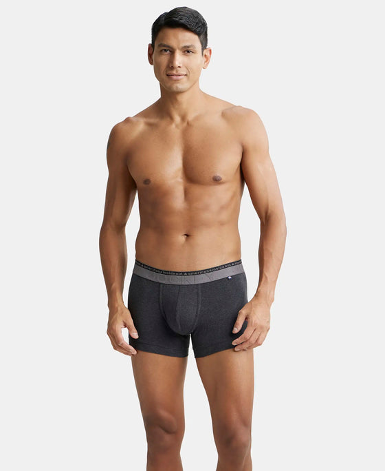 Super Combed Cotton Elastane Solid Trunk with Ultrasoft Waistband - Black Melange-7