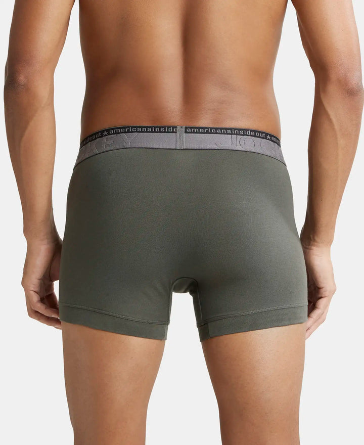 Super Combed Cotton Elastane Solid Trunk with Ultrasoft Waistband - Deep Olive-4