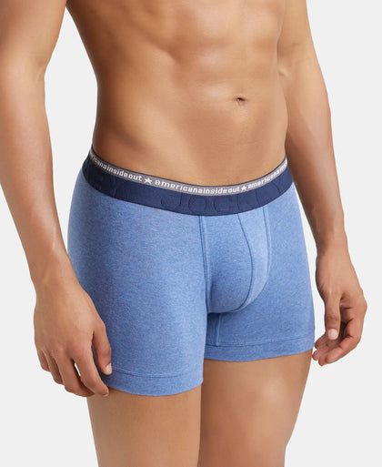 Super Combed Cotton Elastane Solid Trunk with Ultrasoft Waistband - Light Denim Melange-2