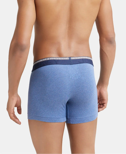 Super Combed Cotton Elastane Solid Trunk with Ultrasoft Waistband - Light Denim Melange-3