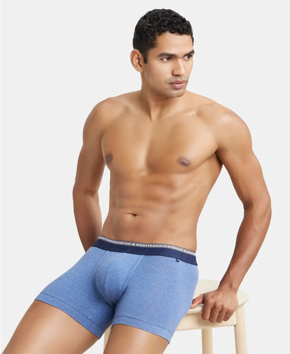 Super Combed Cotton Elastane Solid Trunk with Ultrasoft Waistband - Light Denim Melange-5