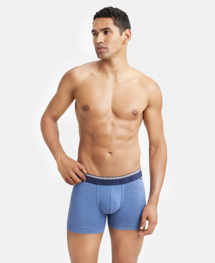Super Combed Cotton Elastane Solid Trunk with Ultrasoft Waistband - Light Denim Melange-7