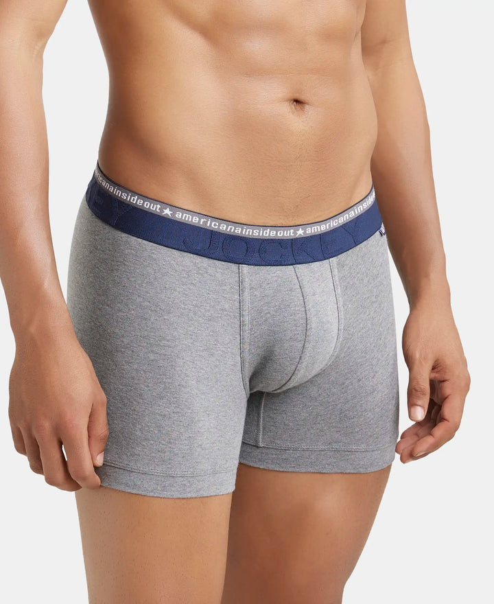 Super Combed Cotton Elastane Solid Trunk with Ultrasoft Waistband - Mid Grey Melange-2
