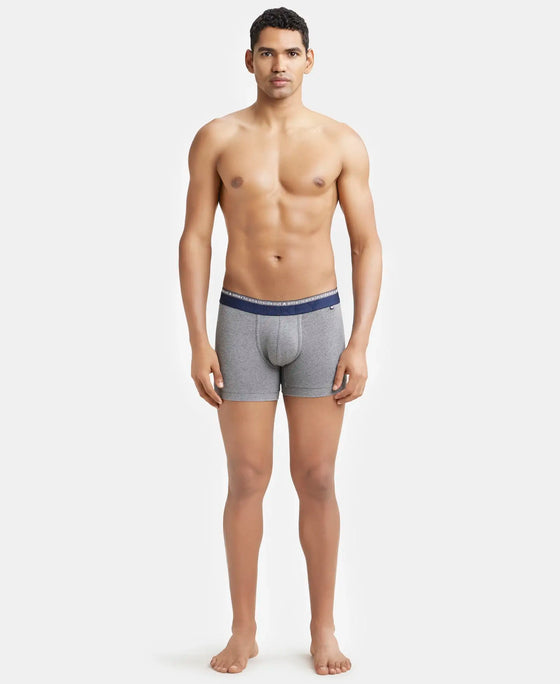 Super Combed Cotton Elastane Solid Trunk with Ultrasoft Waistband - Mid Grey Melange-4