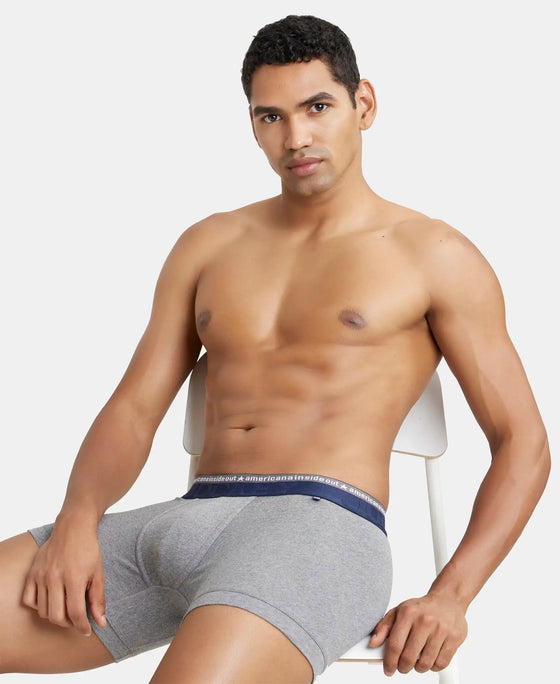 Super Combed Cotton Elastane Solid Trunk with Ultrasoft Waistband - Mid Grey Melange-5