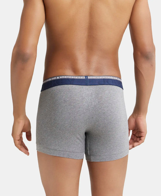 Super Combed Cotton Elastane Solid Trunk with Ultrasoft Waistband - Mid Grey Melange-4