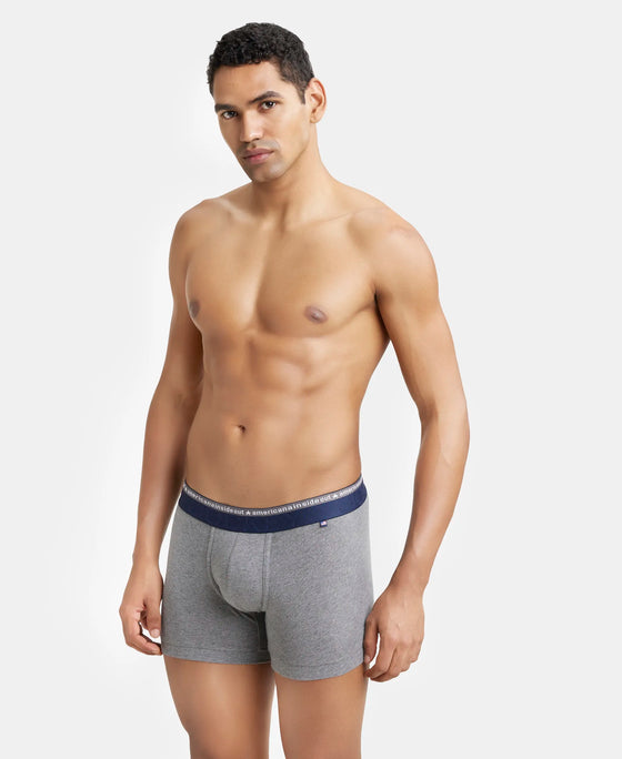 Super Combed Cotton Elastane Solid Trunk with Ultrasoft Waistband - Mid Grey Melange-7
