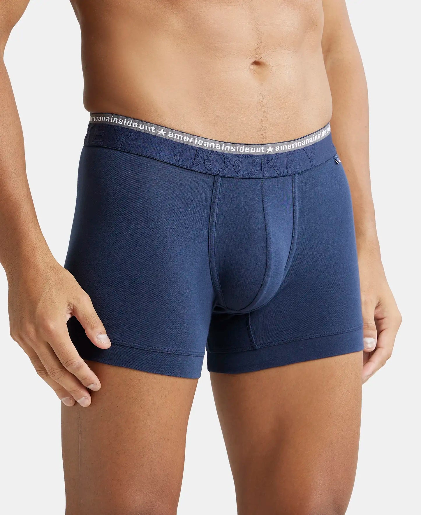 Super Combed Cotton Elastane Solid Trunk with Ultrasoft Waistband - Navy-2