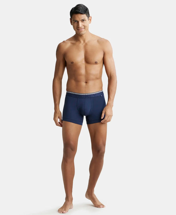 Super Combed Cotton Elastane Solid Trunk with Ultrasoft Waistband - Navy-4