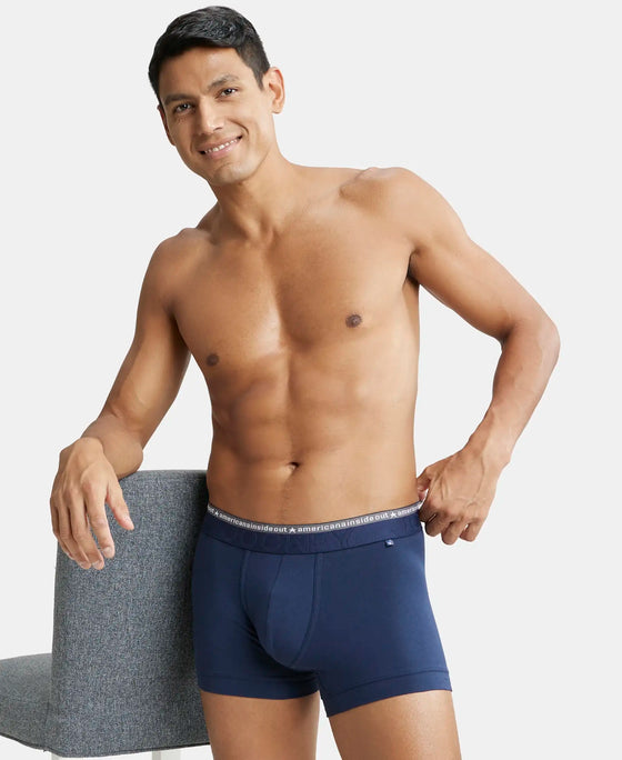Super Combed Cotton Elastane Solid Trunk with Ultrasoft Waistband - Navy-5