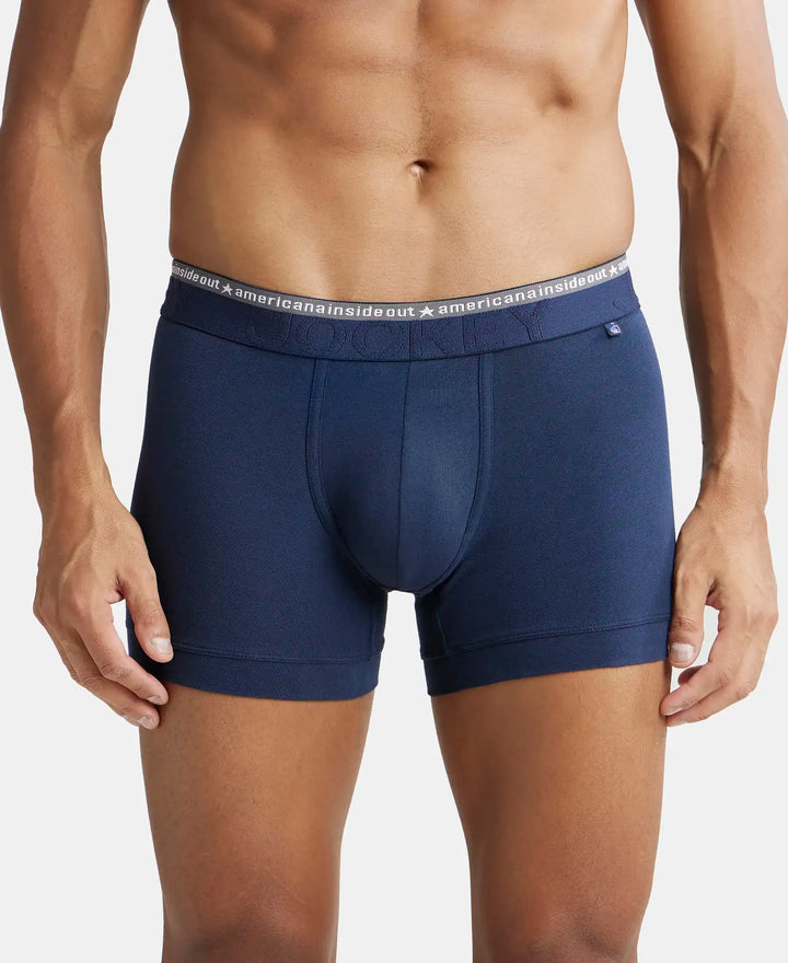 Super Combed Cotton Elastane Solid Trunk with Ultrasoft Waistband - Navy-2