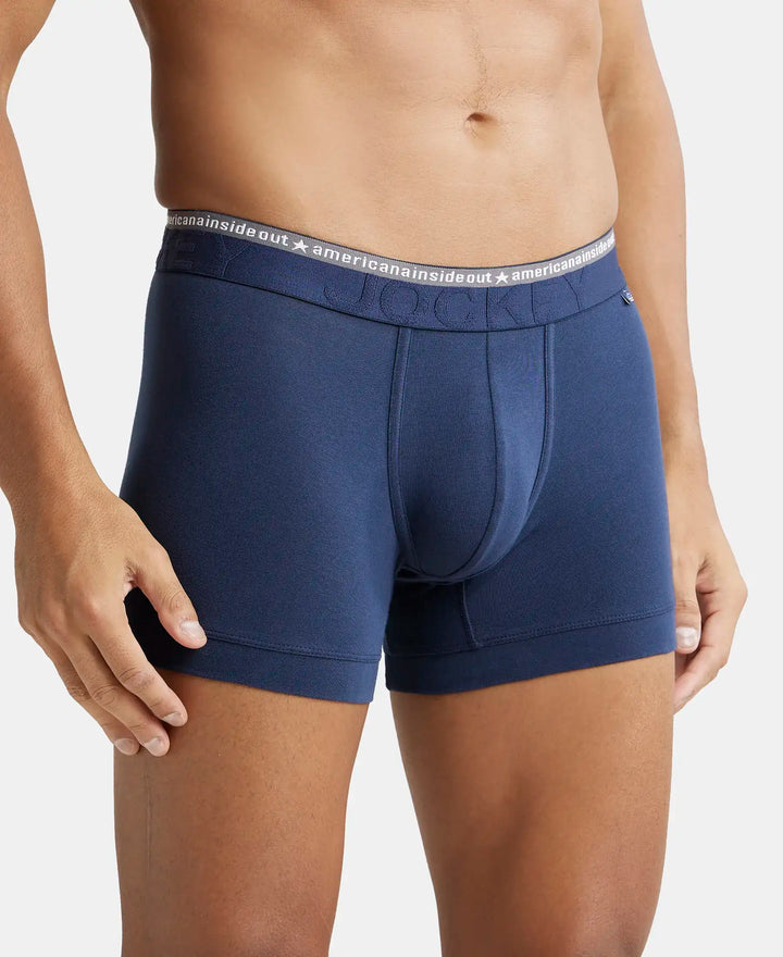 Super Combed Cotton Elastane Solid Trunk with Ultrasoft Waistband - Navy-3