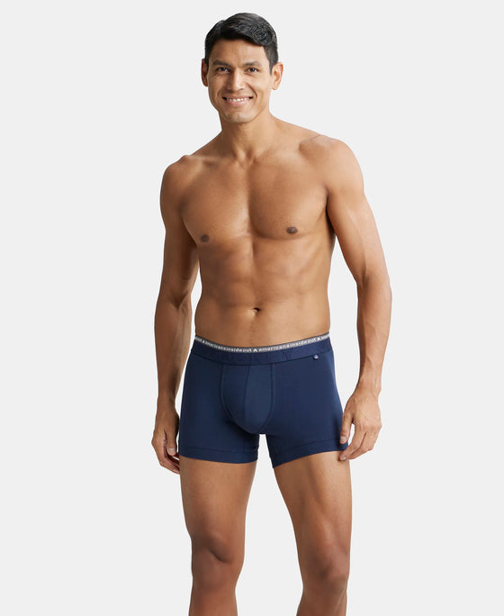 Super Combed Cotton Elastane Solid Trunk with Ultrasoft Waistband - Navy-7