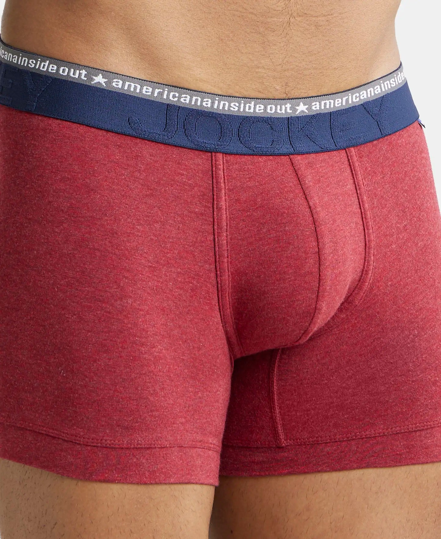 Super Combed Cotton Elastane Solid Trunk with Ultrasoft Waistband - Red Melange-6
