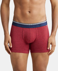 Super Combed Cotton Elastane Solid Trunk with Ultrasoft Waistband - Red Melange-2