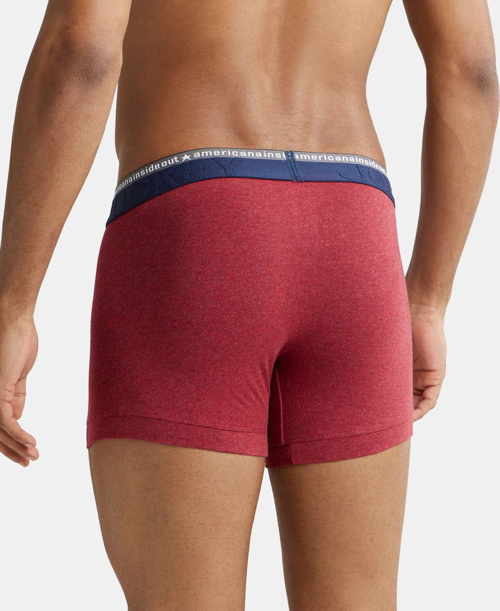 Super Combed Cotton Elastane Solid Trunk with Ultrasoft Waistband - Red Melange-4