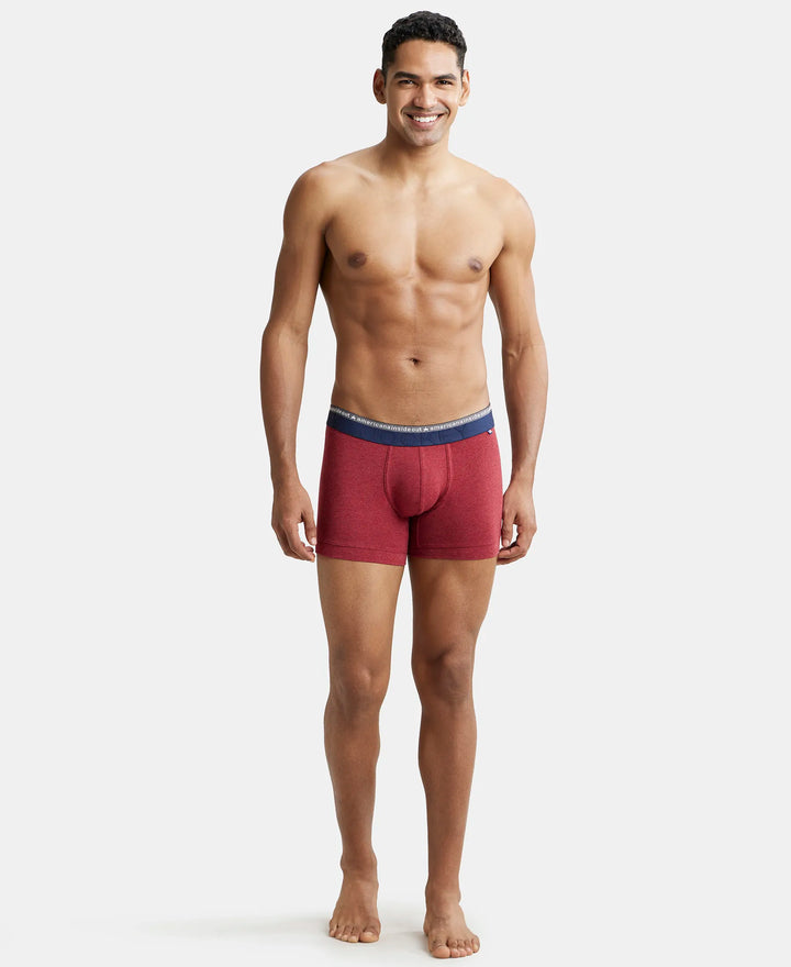 Super Combed Cotton Elastane Solid Trunk with Ultrasoft Waistband - Red Melange-5