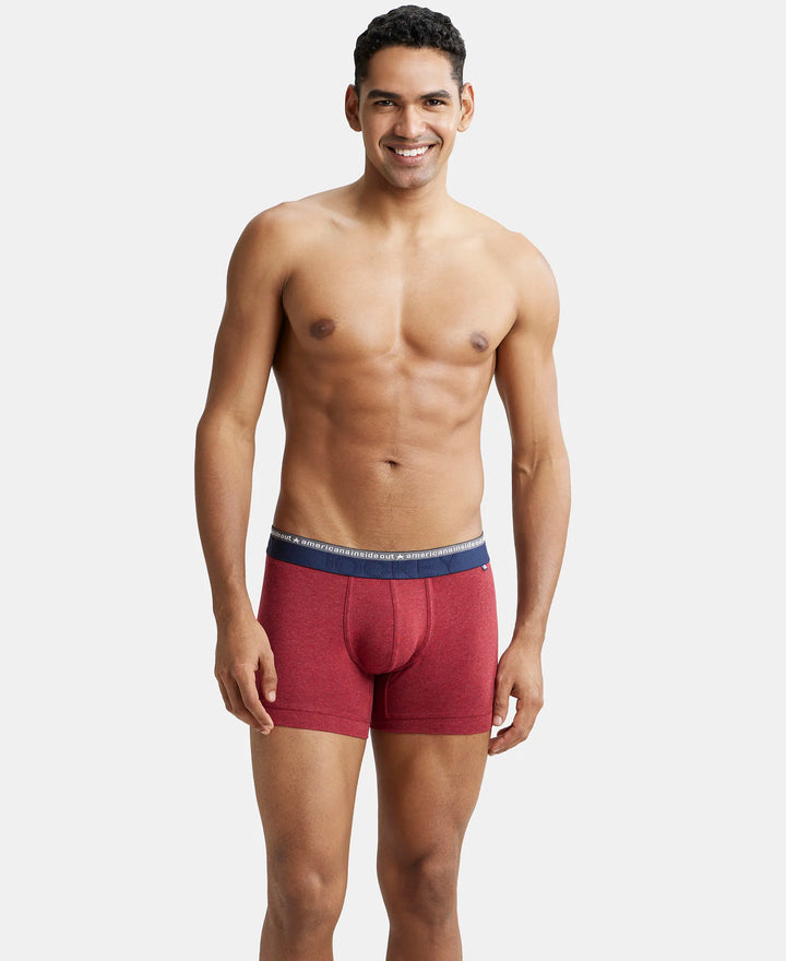 Super Combed Cotton Elastane Solid Trunk with Ultrasoft Waistband - Red Melange-7