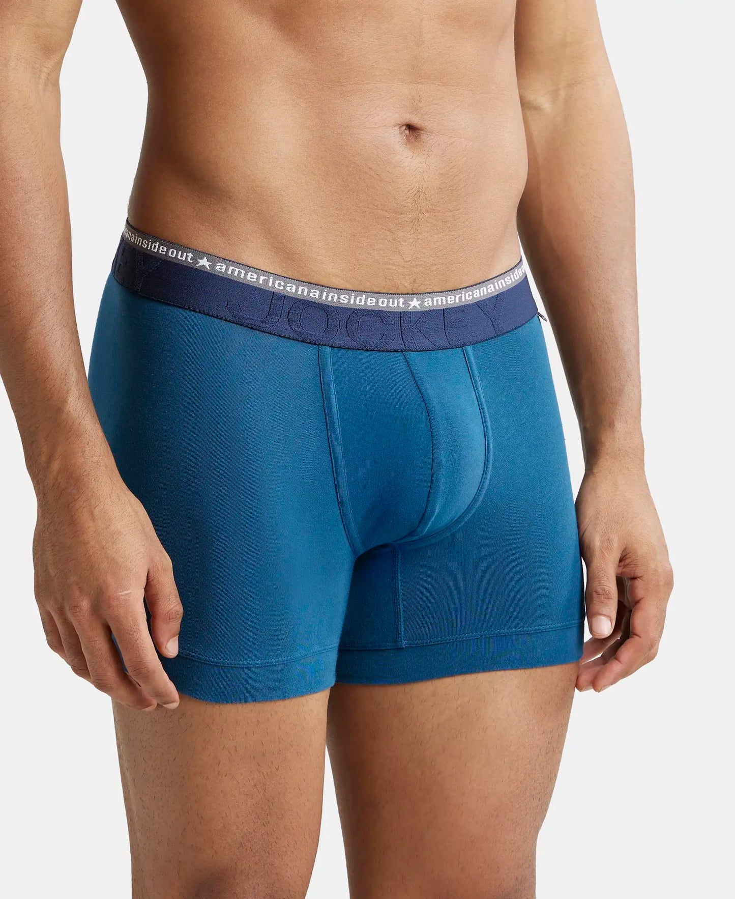 Super Combed Cotton Elastane Solid Trunk with Ultrasoft Waistband - Seaport Teal-2