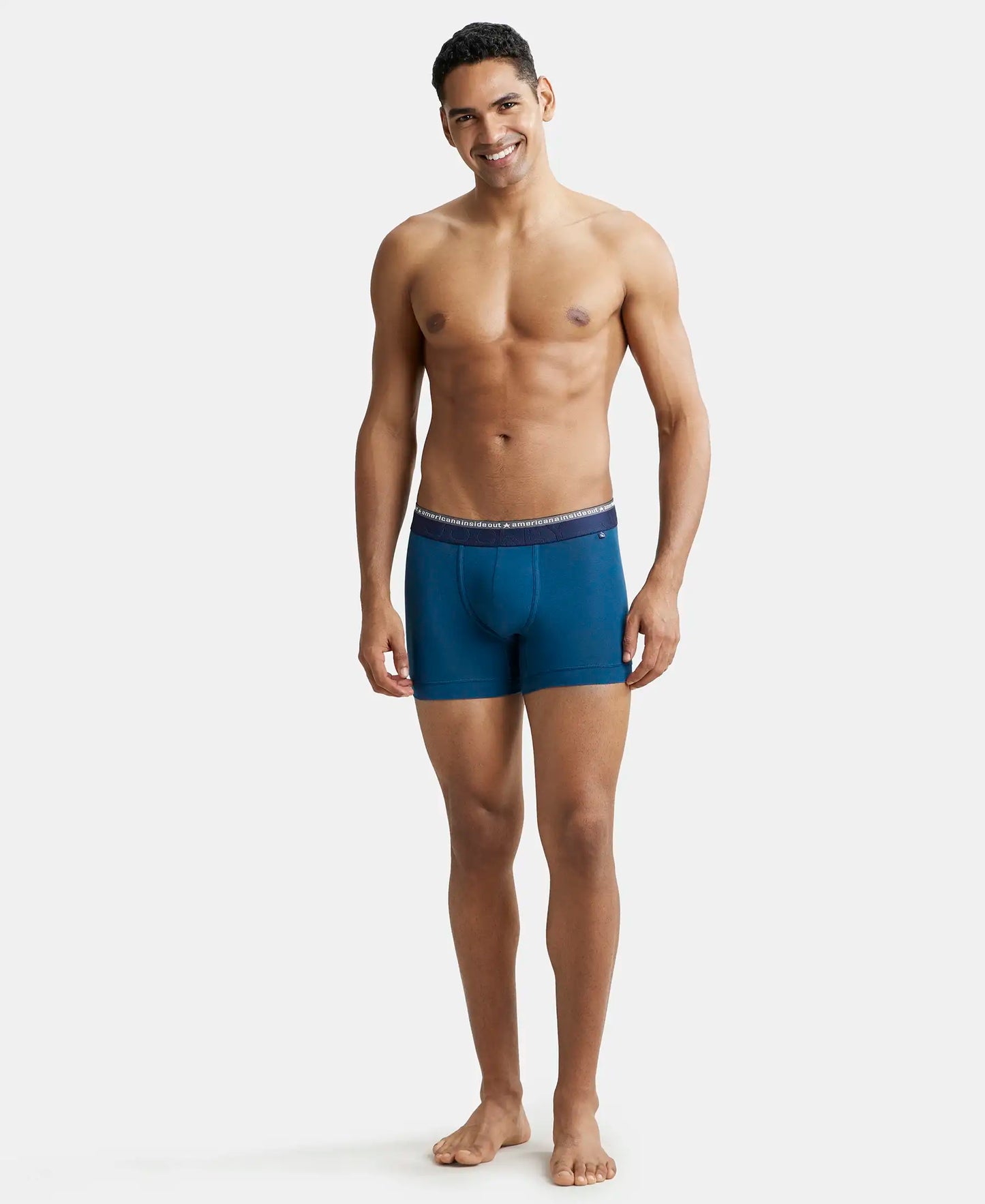 Super Combed Cotton Elastane Solid Trunk with Ultrasoft Waistband - Seaport Teal-4