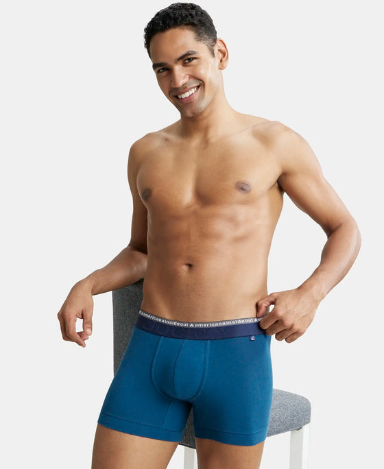Super Combed Cotton Elastane Solid Trunk with Ultrasoft Waistband - Seaport Teal-5