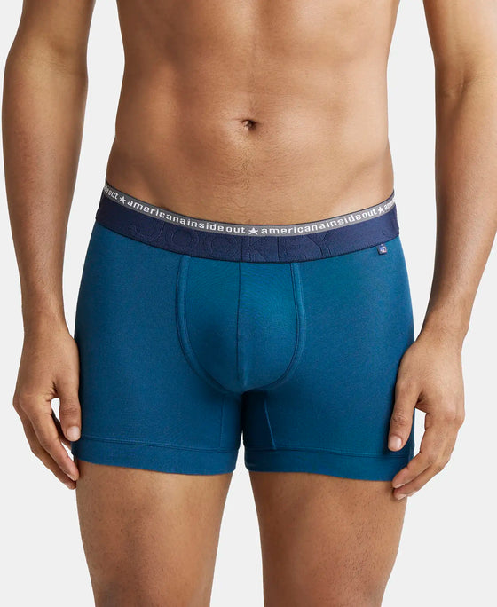 Super Combed Cotton Elastane Solid Trunk with Ultrasoft Waistband - Seaport Teal-2