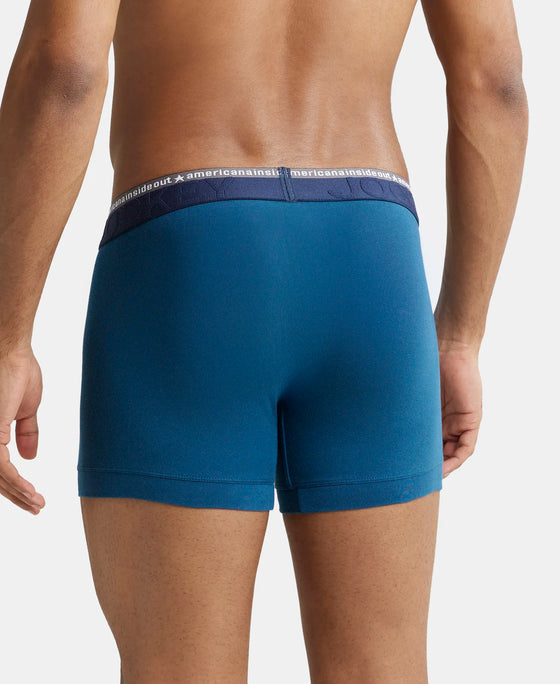 Super Combed Cotton Elastane Solid Trunk with Ultrasoft Waistband - Seaport Teal-4