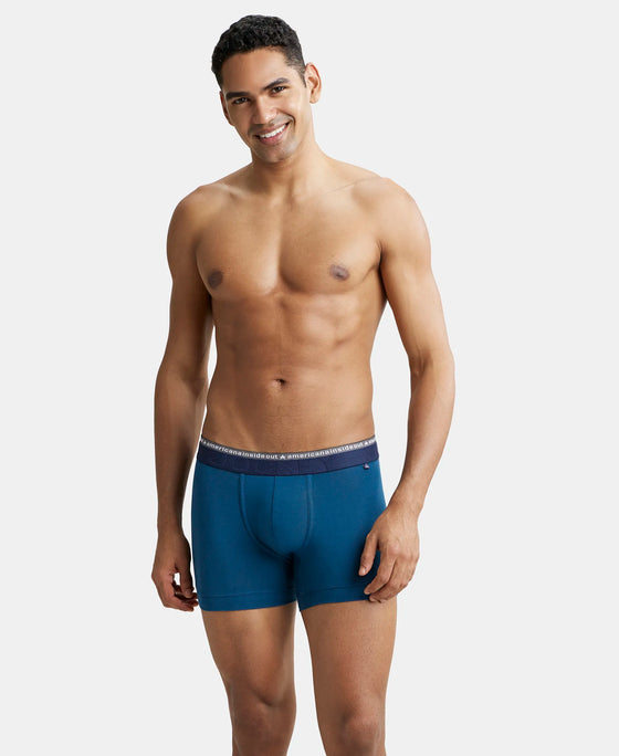 Super Combed Cotton Elastane Solid Trunk with Ultrasoft Waistband - Seaport Teal-7