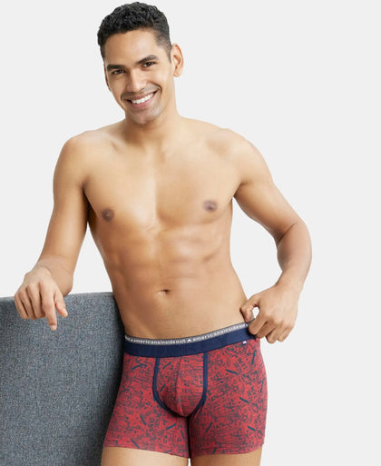 Super Combed Cotton Elastane Printed Trunk with Ultrasoft Waistband - Brick Red-5
