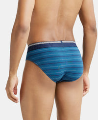 Super Combed Cotton Elastane Stripe Brief with Ultrasoft Waistband  - Celestial-3
