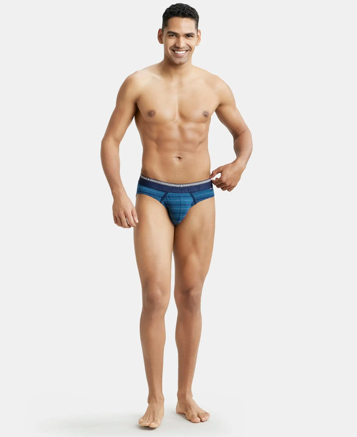 Super Combed Cotton Elastane Stripe Brief with Ultrasoft Waistband  - Celestial-4