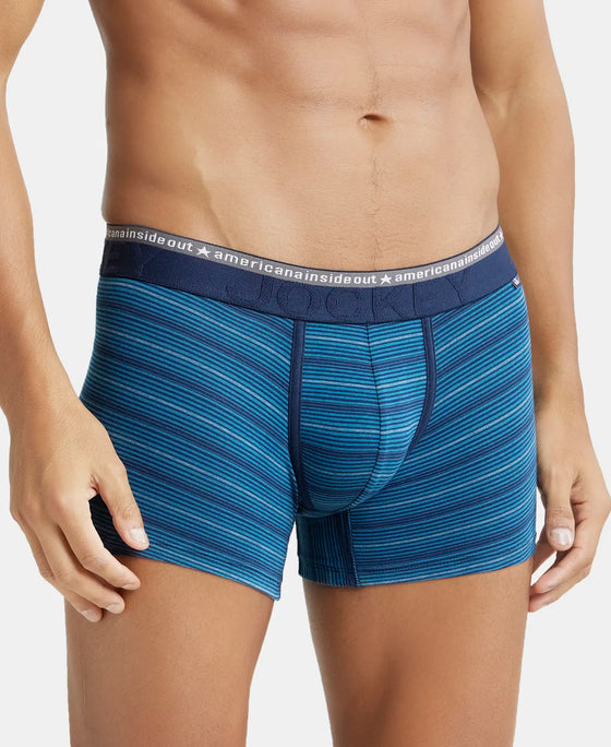 Super Combed Cotton Elastane Stripe Trunk with Ultrasoft Waistband - Celestial-2