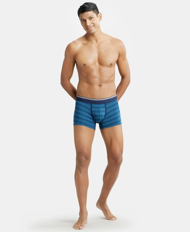 Super Combed Cotton Elastane Stripe Trunk with Ultrasoft Waistband - Celestial-4