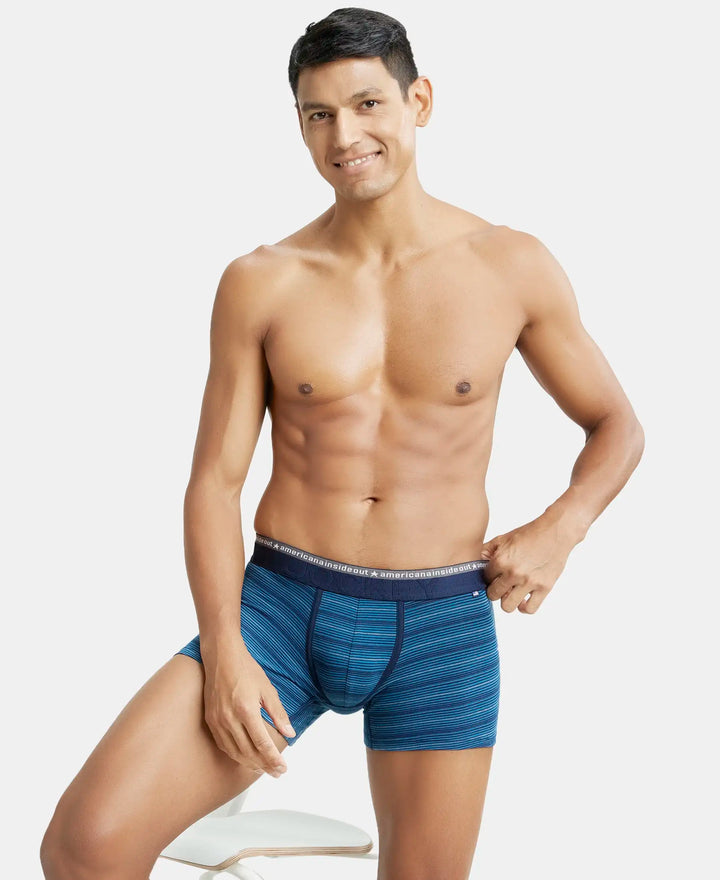 Super Combed Cotton Elastane Stripe Trunk with Ultrasoft Waistband - Celestial-5