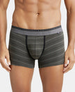 Super Combed Cotton Elastane Stripe Trunk with Ultrasoft Waistband - Deep Olive-1
