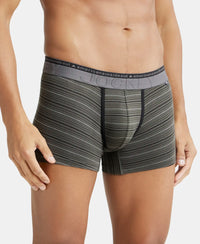 Super Combed Cotton Elastane Stripe Trunk with Ultrasoft Waistband - Deep Olive-2