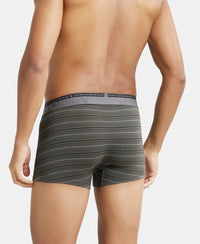 Super Combed Cotton Elastane Stripe Trunk with Ultrasoft Waistband - Deep Olive-3