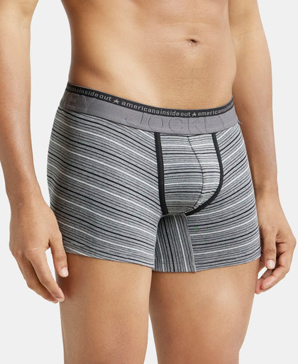 Super Combed Cotton Elastane Stripe Trunk with Ultrasoft Waistband - Mid Grey Melange-2