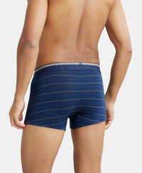 Super Combed Cotton Elastane Stripe Trunk with Ultrasoft Waistband - Navy-3