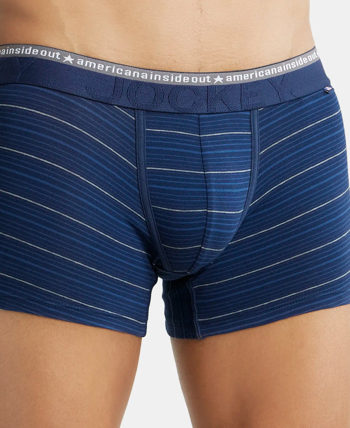 Super Combed Cotton Elastane Stripe Trunk with Ultrasoft Waistband - Navy-6
