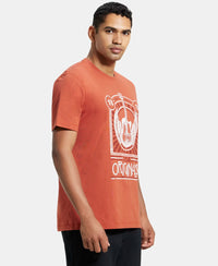 Super Combed Cotton Rich Graphic Printed Round Neck Half Sleeve T-Shirt - Cinnabar-2
