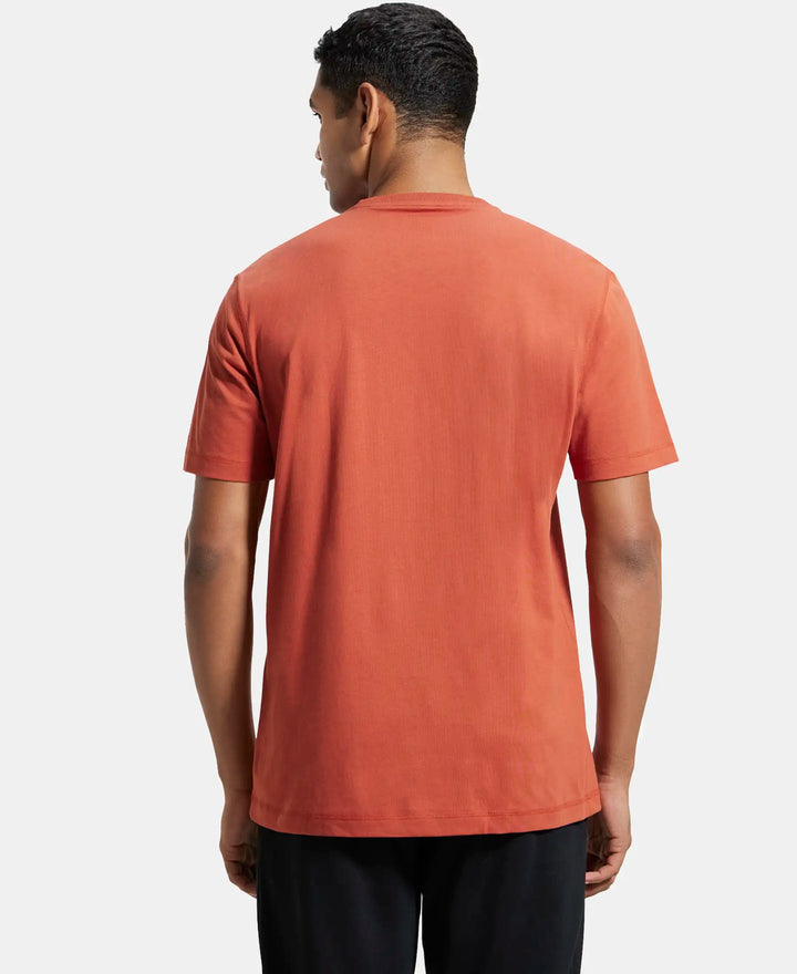 Super Combed Cotton Rich Graphic Printed Round Neck Half Sleeve T-Shirt - Cinnabar-3