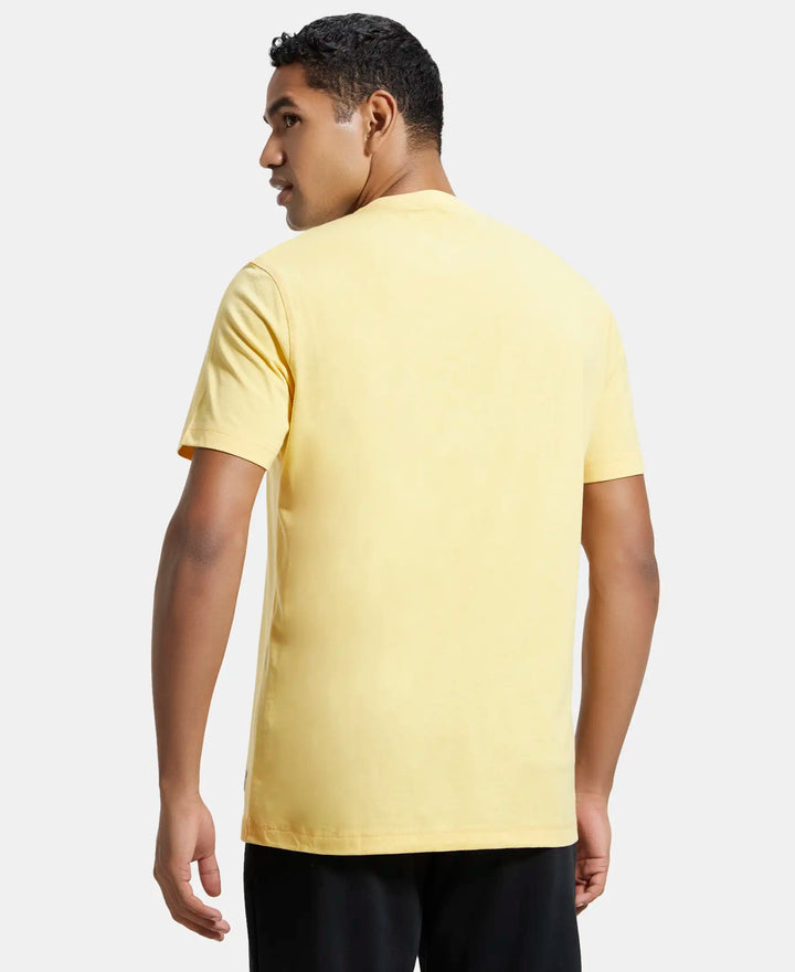 Super Combed Cotton Rich Graphic Printed Round Neck Half Sleeve T-Shirt - Corn Silk-3