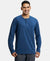 Super Combed Cotton Rich Solid Full Sleeve Henley T-Shirt - Insignia Blue-1