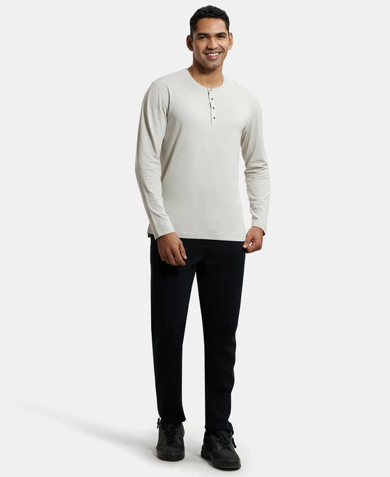 Super Combed Cotton Rich Solid Full Sleeve Henley T-Shirt - Moonstruck-4