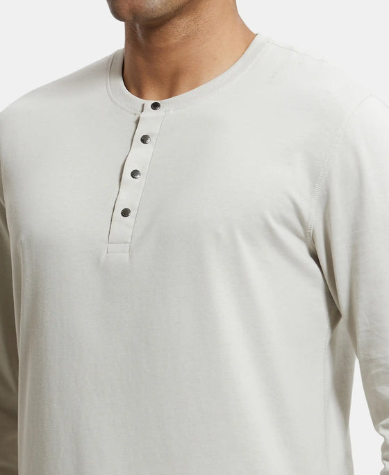 Super Combed Cotton Rich Solid Full Sleeve Henley T-Shirt - Moonstruck-6