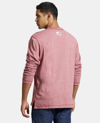 Super Combed Cotton Rich Solid Full Sleeve Henley T-Shirt - Red Grindle-3