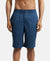 Super Combed Mercerized Cotton Woven Fabric Bermuda with Side Pockets - Insignia Blue Printed-1